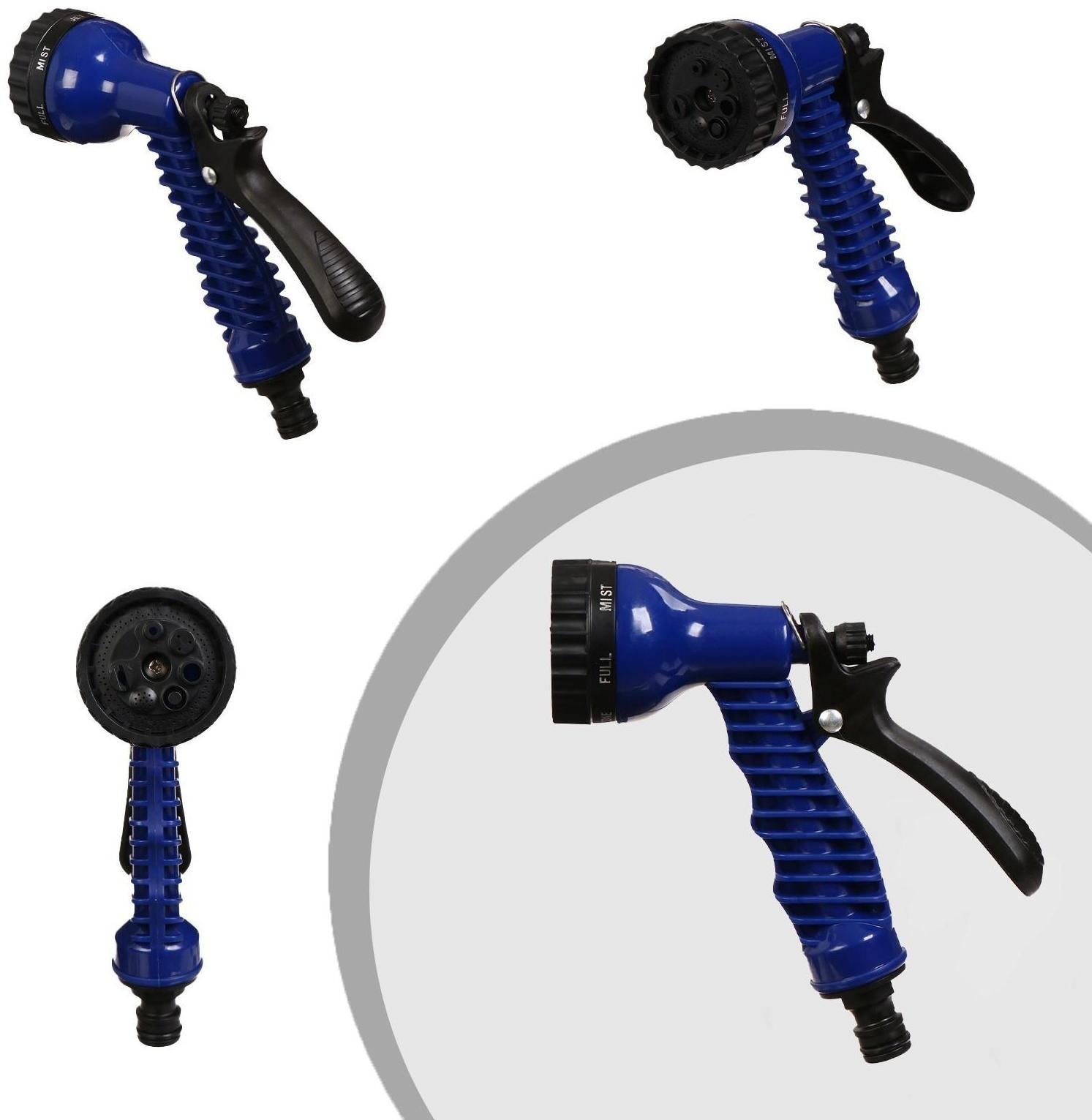 Чудо-шланг, латекс, L = 7,5—22,5 м, 2-слойный, нейлоновая оплётка, распылитель 7 режимов, штуцер 12 мм (1/2