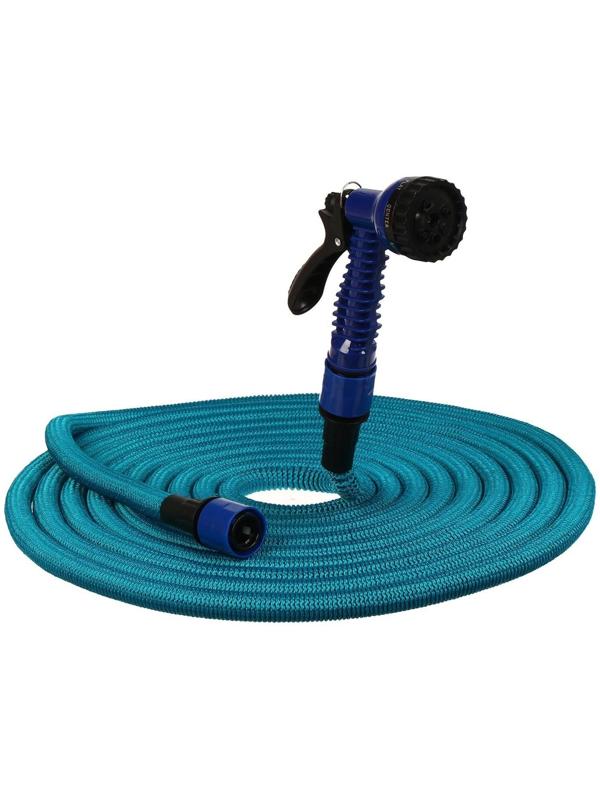 Чудо-шланг, латекс, L = 7,5—22,5 м, 2-слойный, нейлоновая оплётка, распылитель 7 режимов, штуцер 12 мм (1/2