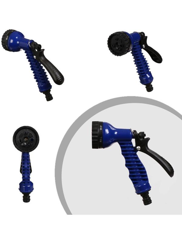 Чудо-шланг, латекс, L = 7,5—22,5 м, 2-слойный, нейлоновая оплётка, распылитель 7 режимов, штуцер 12 мм (1/2