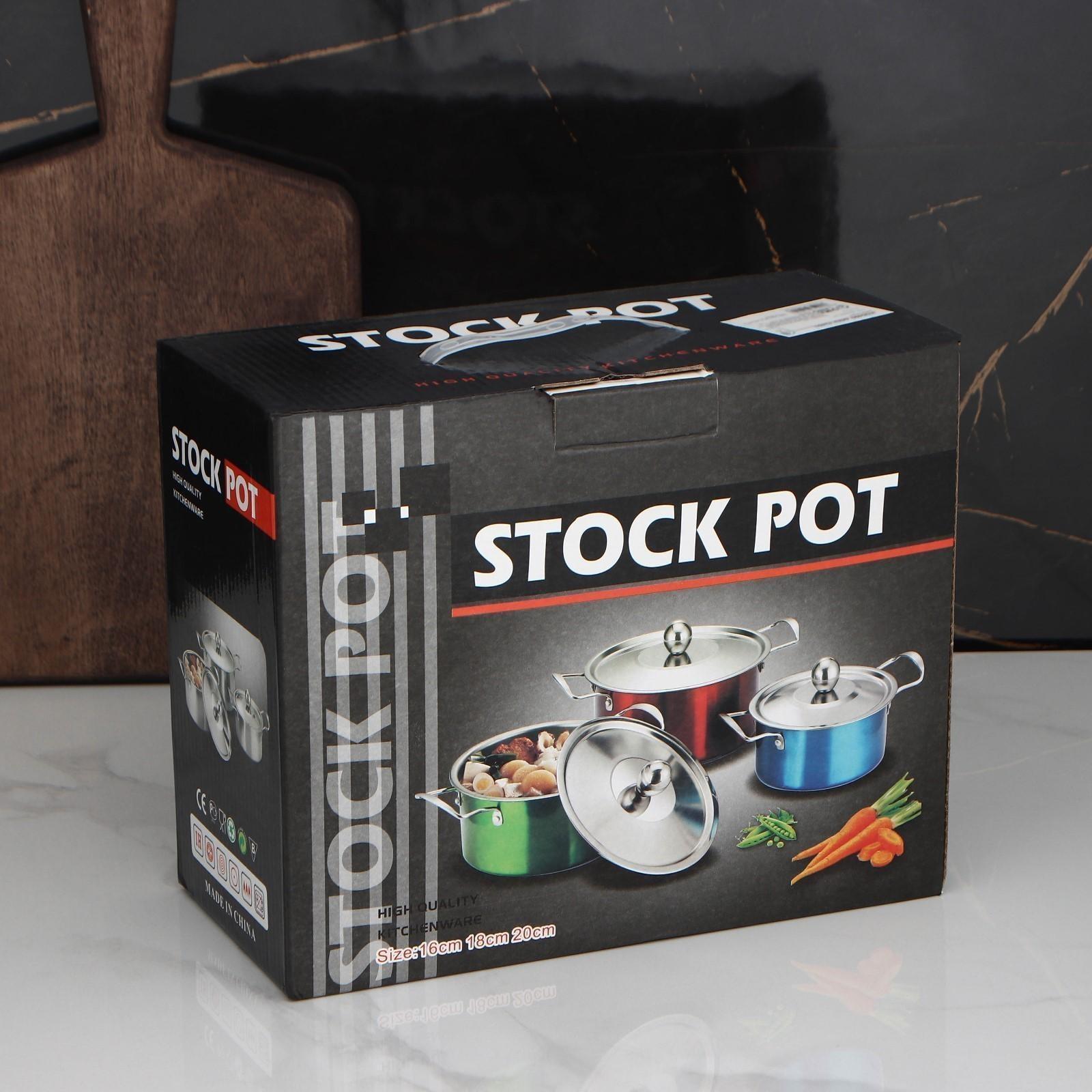 Набор кастрюль из нержавеющей стали «Классик», 3 предмета: 1 л (d=16 см), 1,5 л (d=18 см), 2 л (d=20 см)