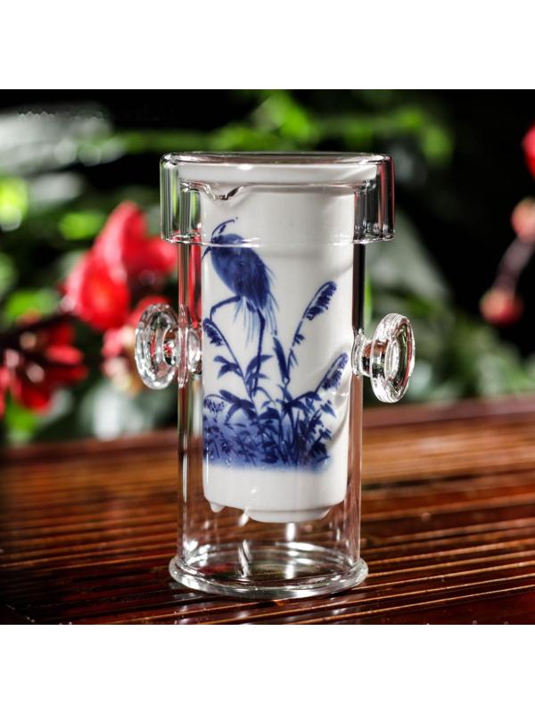 Стеклянная колба для заваривания чая «Горный пейзаж», 200 мл, 7×6×10,7 см, рисунок МИКС