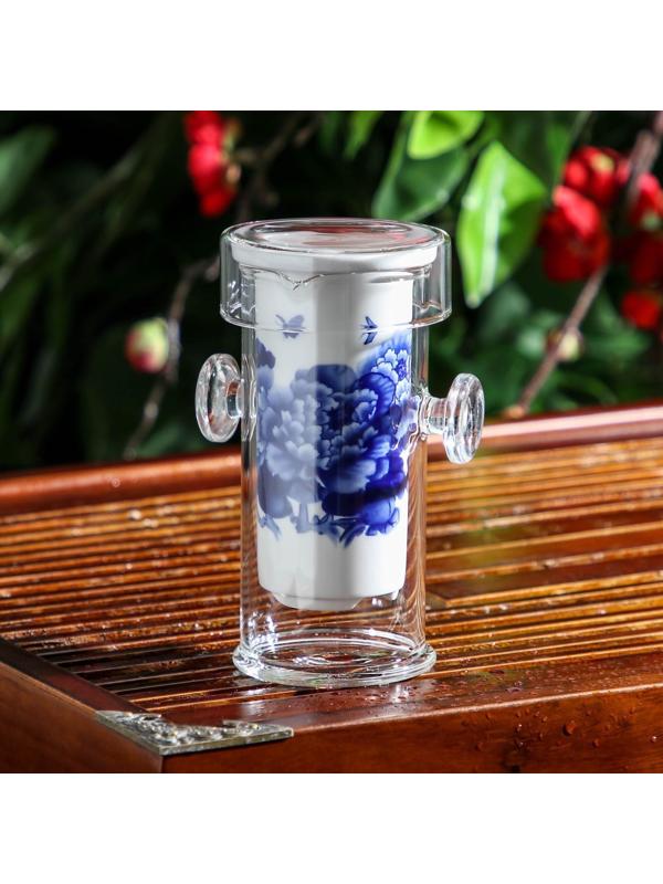 Стеклянная колба для заваривания чая «Горный пейзаж», 200 мл, 7×6×10,7 см, рисунок МИКС