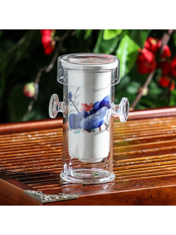 Стеклянная колба для заваривания чая «Горный пейзаж», 200 мл, 7×6×10,7 см, рисунок МИКС