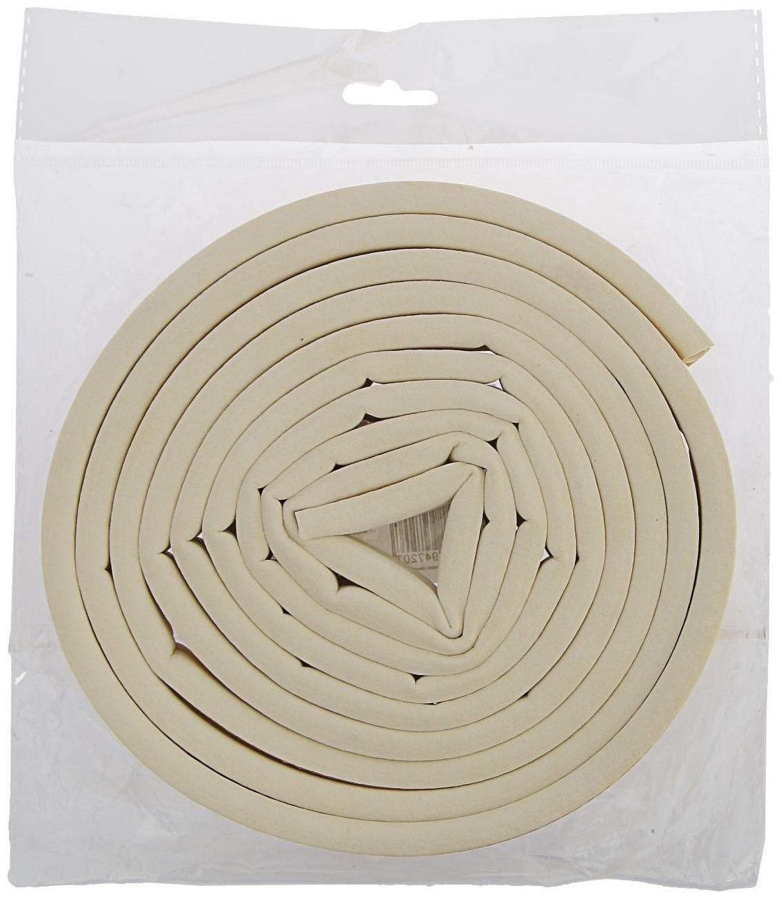 Уплотнитель резиновый ТУНДРА, профиль D, размер 9х8 мм, белый, в упаковке 6 м