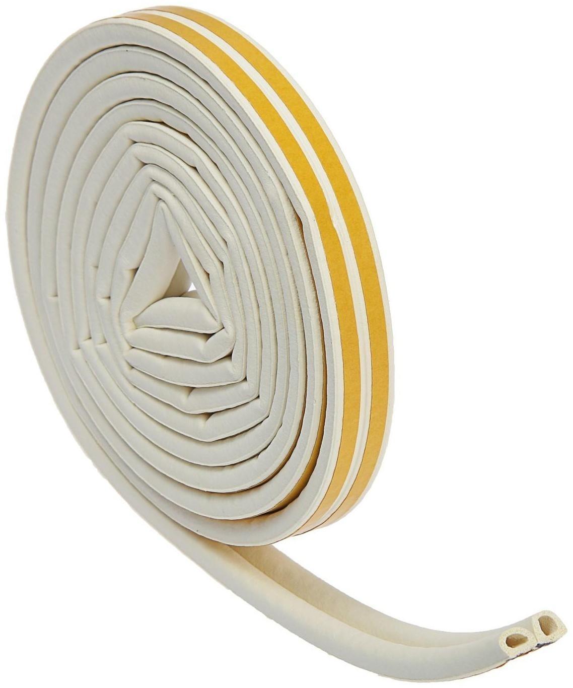 Уплотнитель резиновый ТУНДРА, профиль D, размер 9х8 мм, белый, в упаковке 6 м