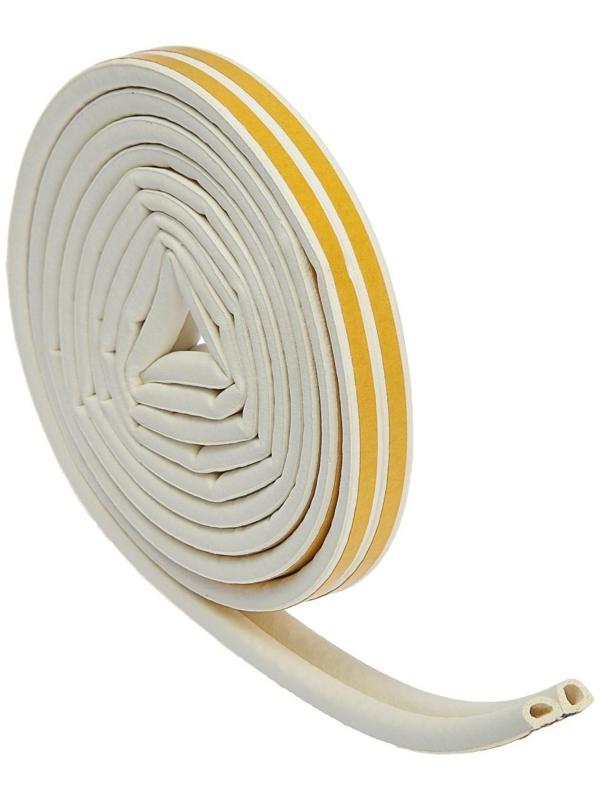 Уплотнитель резиновый ТУНДРА, профиль D, размер 9х8 мм, белый, в упаковке 6 м