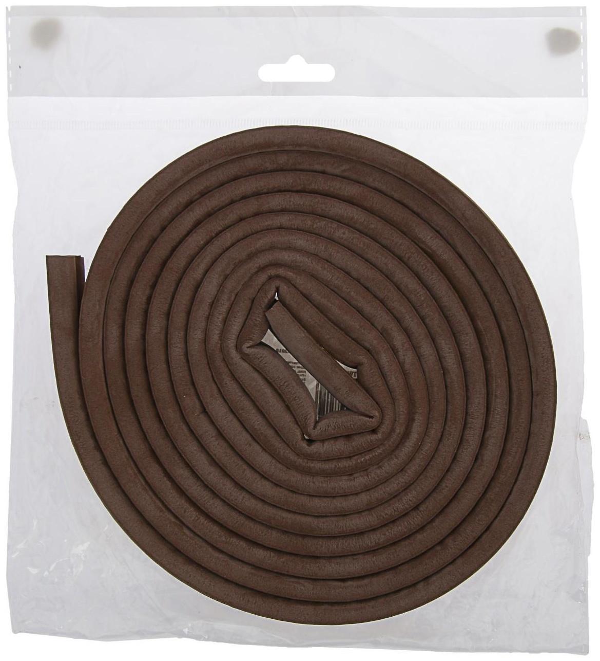 Уплотнитель резиновый ТУНДРА, профиль D, размер 9х8 мм, коричневый, в упаковке 6 м