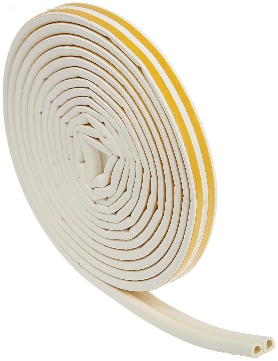 Уплотнитель резиновый ТУНДРА, профиль D, размер 9х8 мм, белый, в упаковке 10 м