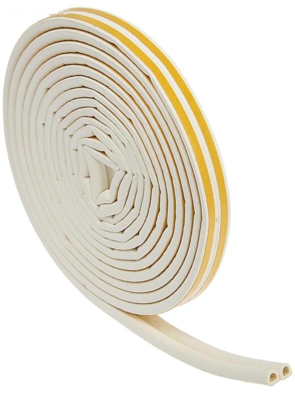 Уплотнитель резиновый ТУНДРА, профиль D, размер 9х8 мм, белый, в упаковке 10 м