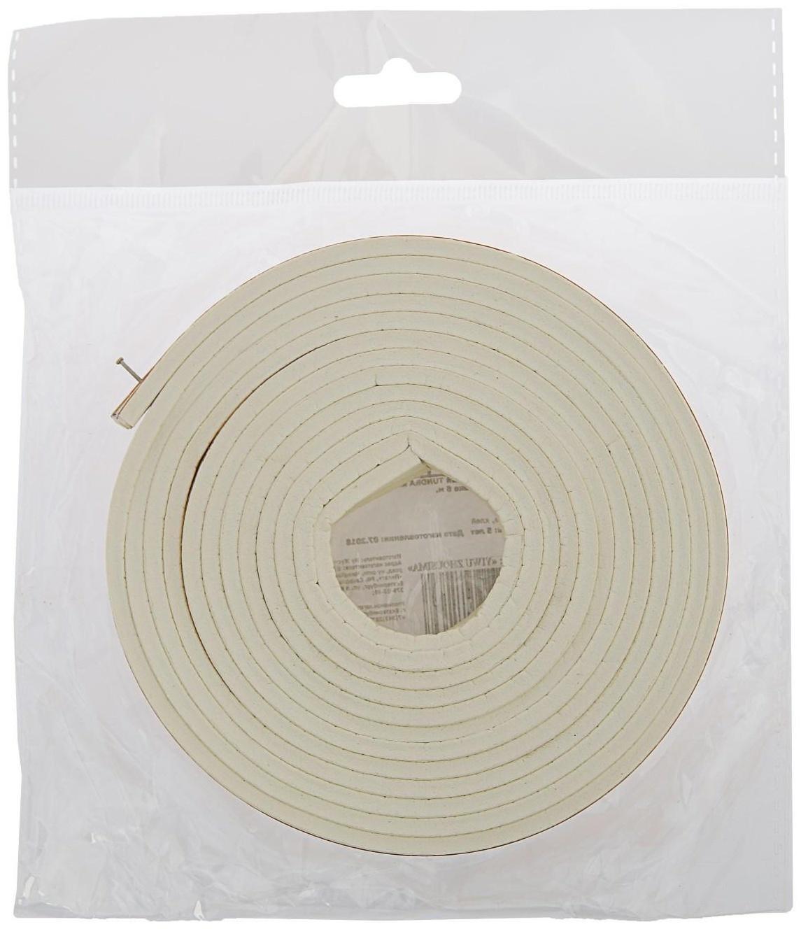 Уплотнитель резиновый ТУНДРА, профиль Е, размер 4х9 мм, белый, в упаковке 6 м