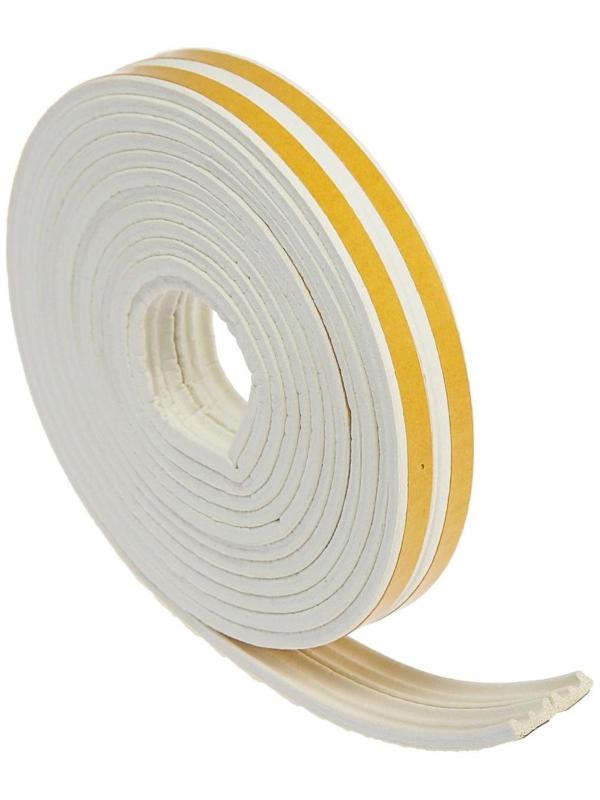 Уплотнитель резиновый ТУНДРА, профиль Е, размер 4х9 мм, белый, в упаковке 6 м