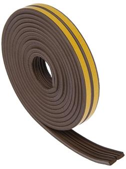 Уплотнитель резиновый ТУНДРА, профиль Е, размер 4х9 мм, коричневый, в упаковке 6 м