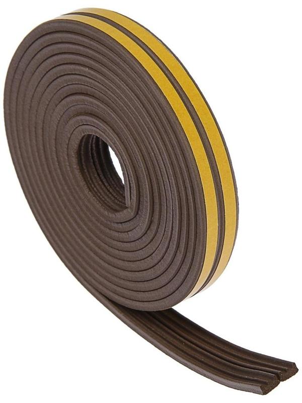 Уплотнитель резиновый ТУНДРА, профиль Е, размер 4х9 мм, коричневый, в упаковке 6 м