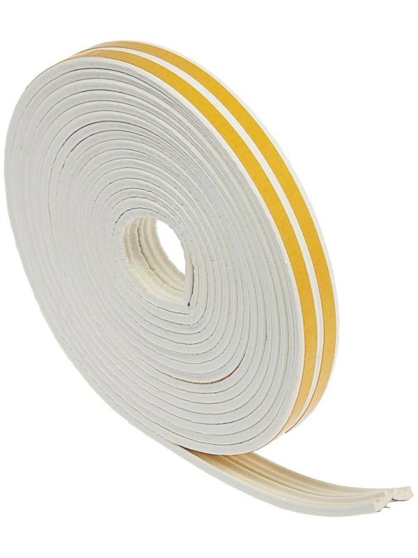 Уплотнитель резиновый ТУНДРА, профиль Е, размер 4х9 мм, белый, в упаковке 10 м