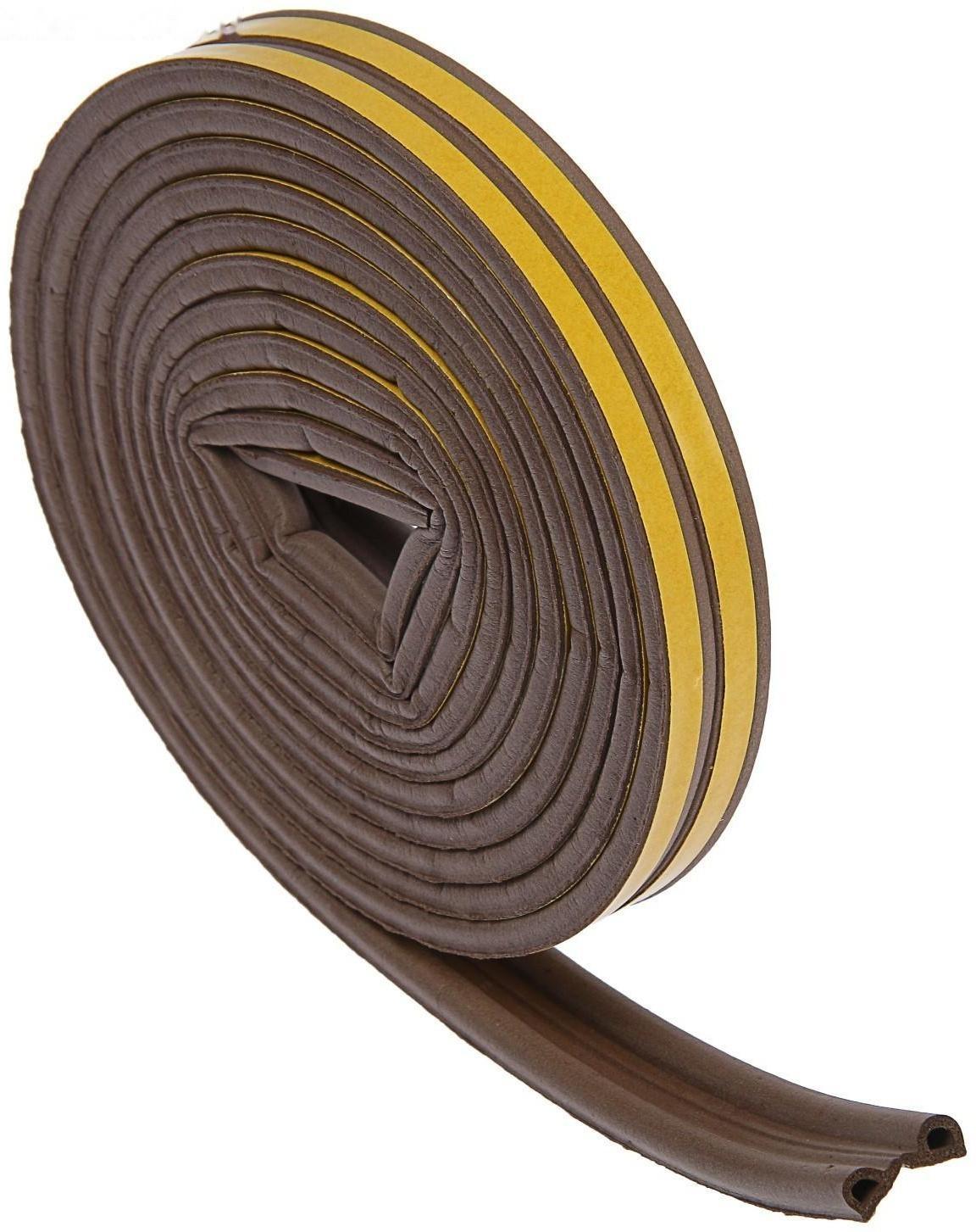 Уплотнитель резиновый ТУНДРА, профиль Р, размер 5.5х9 мм, коричневый, в упаковке 6 м