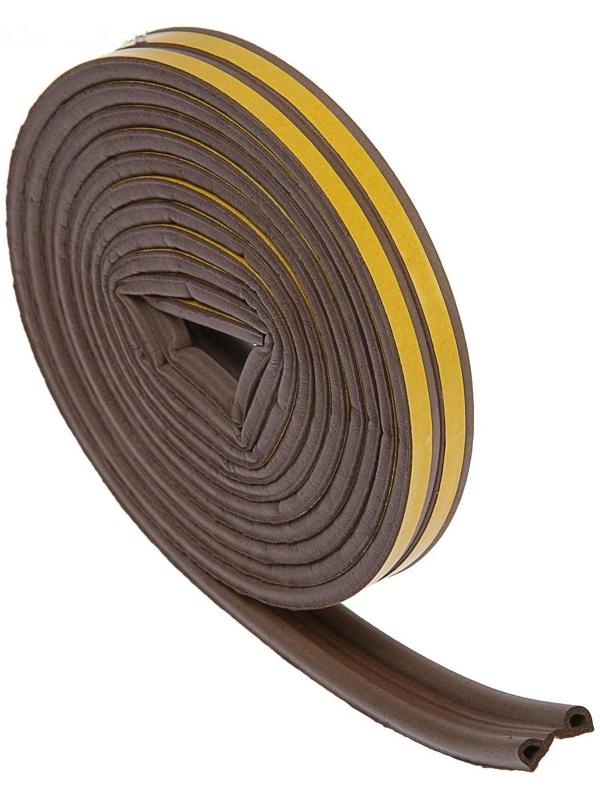 Уплотнитель резиновый ТУНДРА, профиль Р, размер 5.5х9 мм, коричневый, в упаковке 6 м