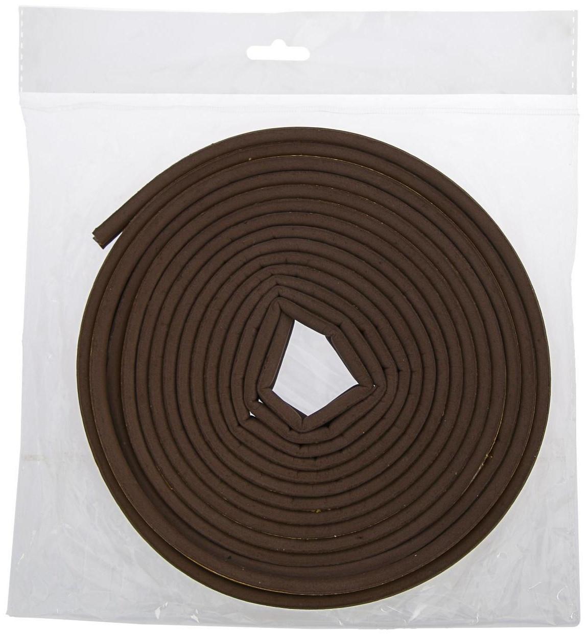Уплотнитель резиновый ТУНДРА, профиль Р, размер 5.5х9 мм, коричневый, в упаковке 10 м 379473