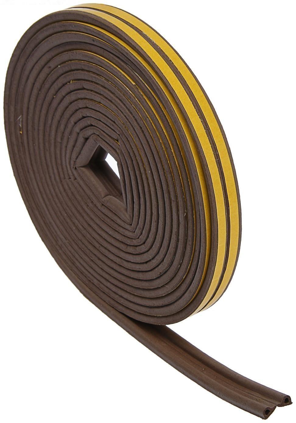 Уплотнитель резиновый ТУНДРА, профиль Р, размер 5.5х9 мм, коричневый, в упаковке 10 м 379473