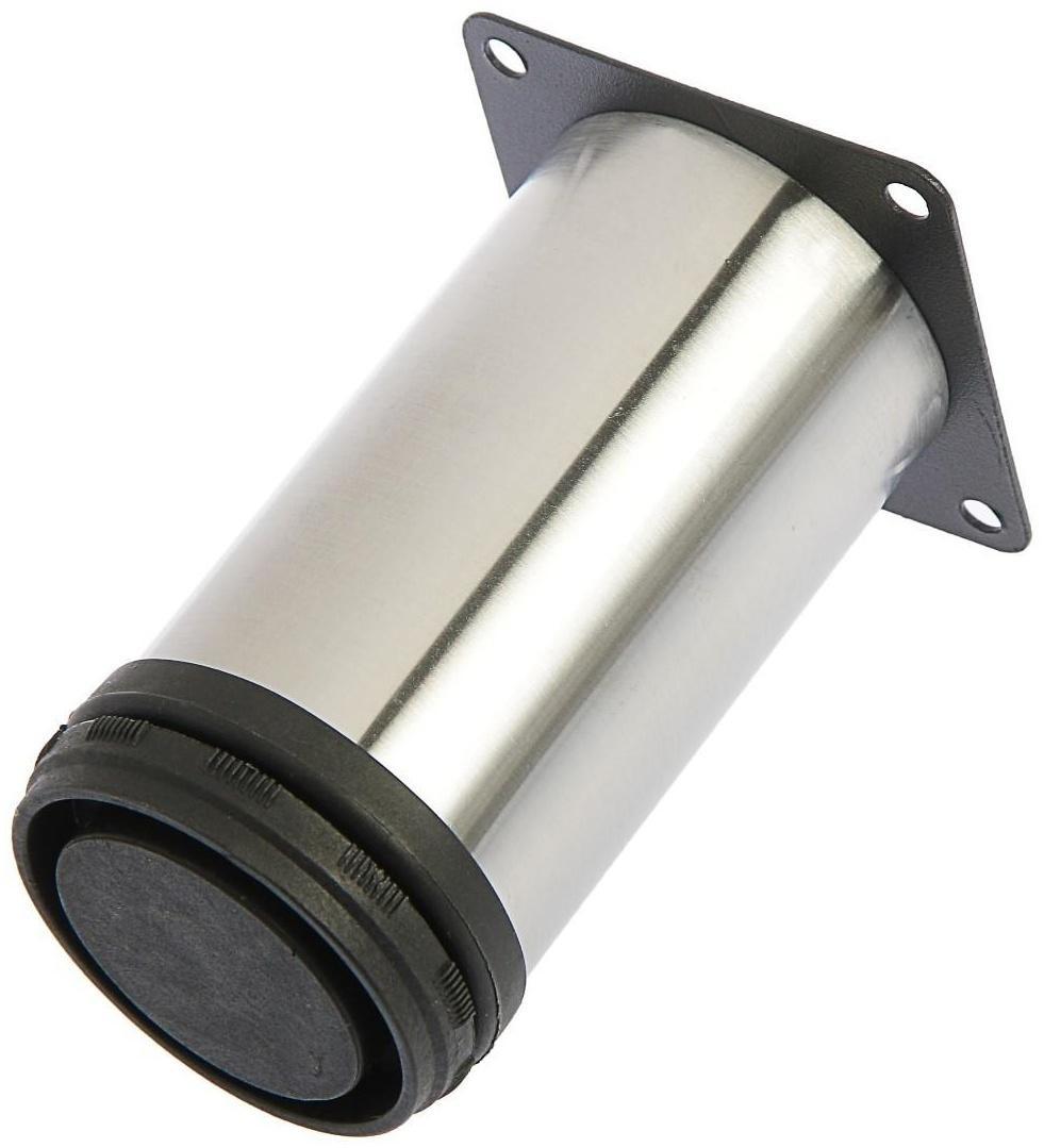 Опора мебельная, регулируемая, D=50 мм, h=100 мм, цвет сатиновый никель