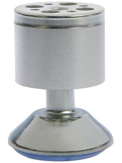 Опора мебельная, регулируемая, алюминиевая, D=50 мм, h=80 мм, цвет матовый хром