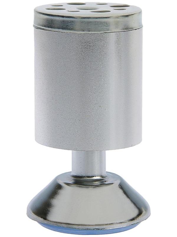 Опора мебельная, регулируемая, алюминиевая, D=50 мм, h=100 мм, цвет матовый хром