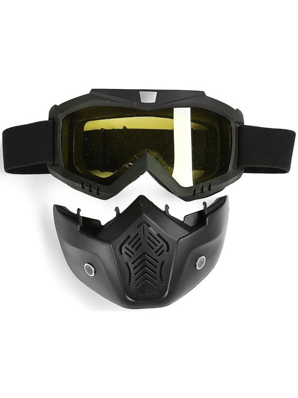 Очки-маска для езды на мототехнике, разборные, стекло желтое, цвет черный