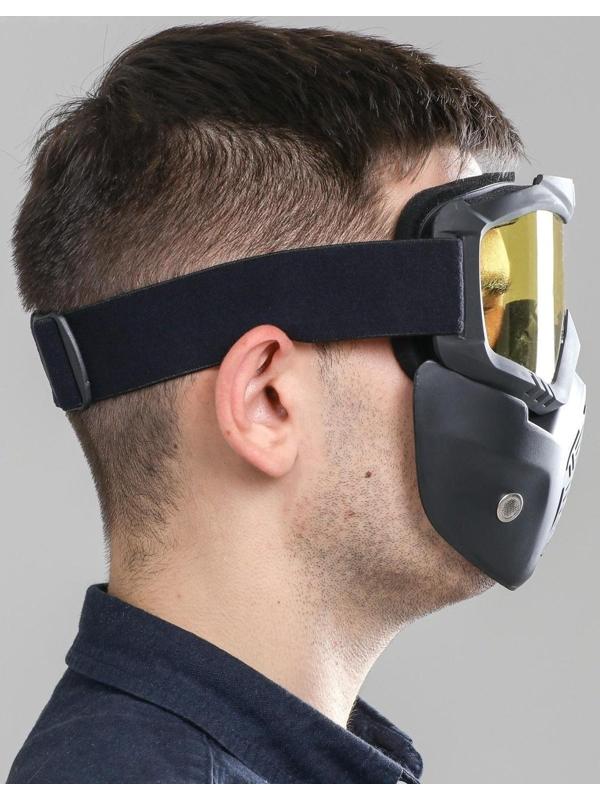 Очки-маска для езды на мототехнике, разборные, стекло желтое, цвет черный