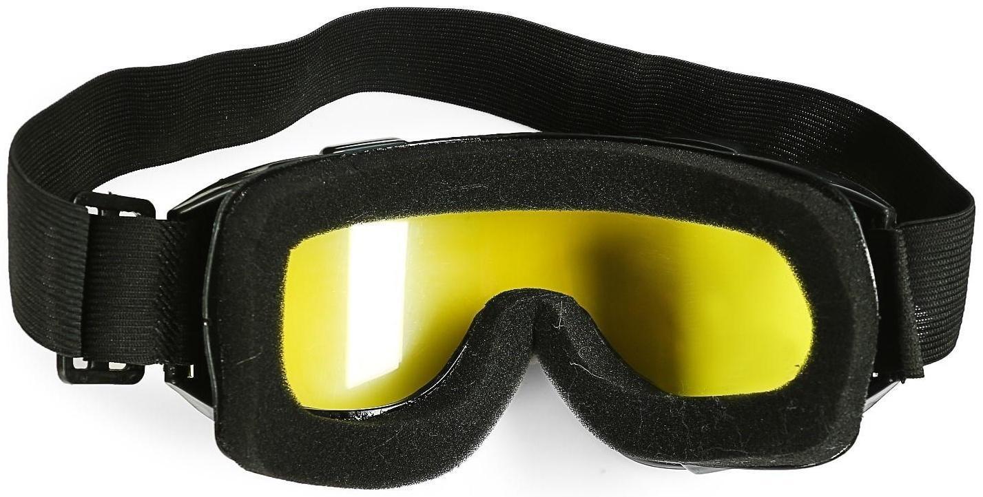 Очки-маска для езды на мототехнике, стекло двухслойное желтое, цвет черный