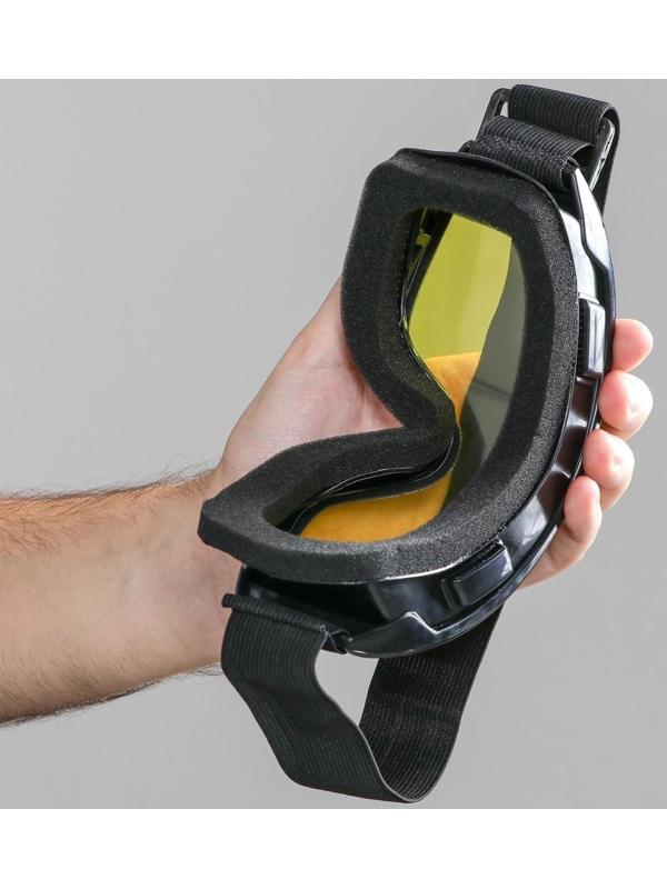 Очки-маска для езды на мототехнике, стекло двухслойное желтое, цвет черный