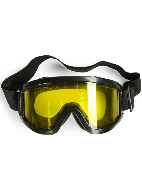 Очки-маска для езды на мототехнике, стекло двухслойное желтое, цвет черный