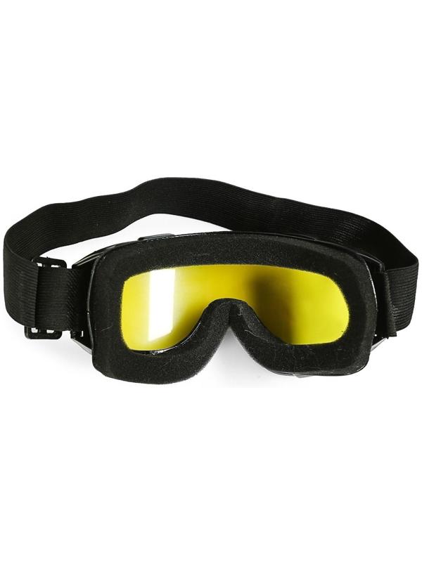 Очки-маска для езды на мототехнике, стекло двухслойное желтое, цвет черный