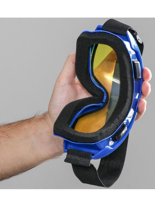 Очки-маска для езды на мототехнике, стекло двухслойное желтое, цвет синий