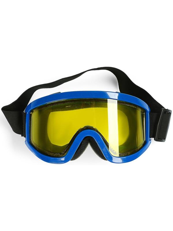Очки-маска для езды на мототехнике, стекло двухслойное желтое, цвет синий