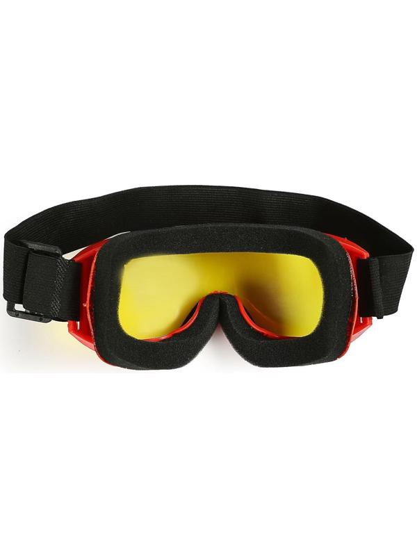 Очки-маска для езды на мототехнике, стекло двухслойное желтое, цвет красный
