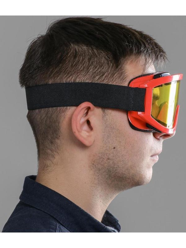 Очки-маска для езды на мототехнике, стекло двухслойное желтое, цвет красный