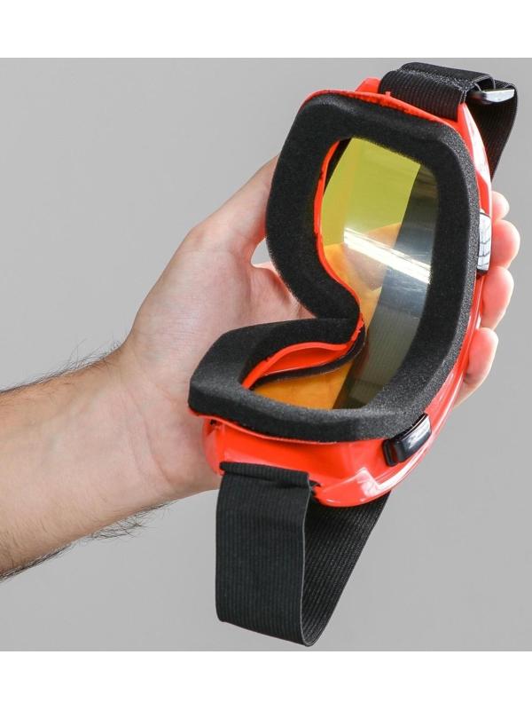 Очки-маска для езды на мототехнике, стекло двухслойное желтое, цвет красный