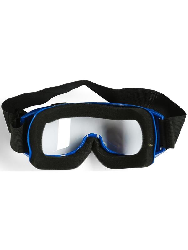 Очки-маска для езды на мототехнике, стекло прозрачное, цвет синий