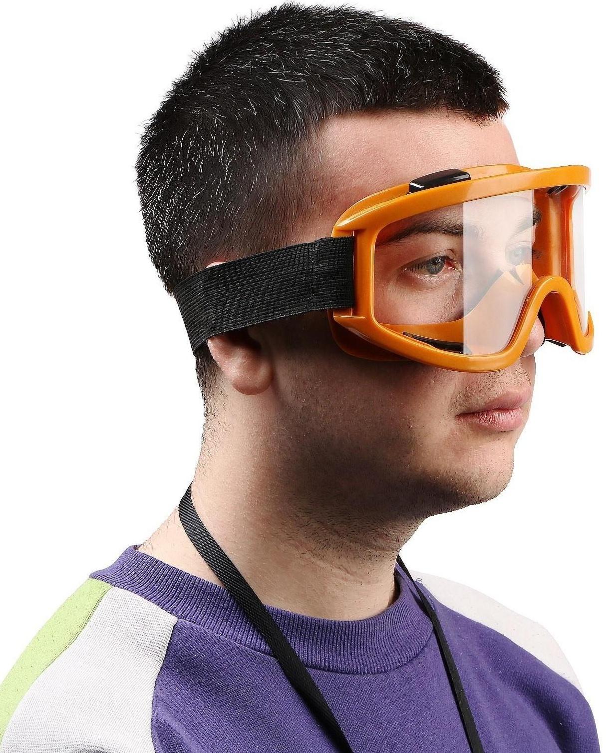 Очки-маска для езды на мототехнике, стекло прозрачное, цвет желтый