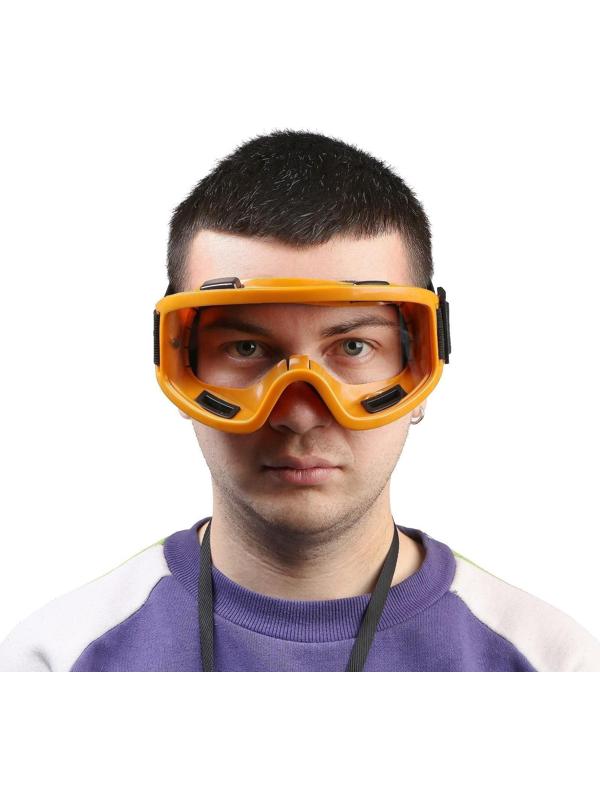 Очки-маска для езды на мототехнике, стекло прозрачное, цвет желтый