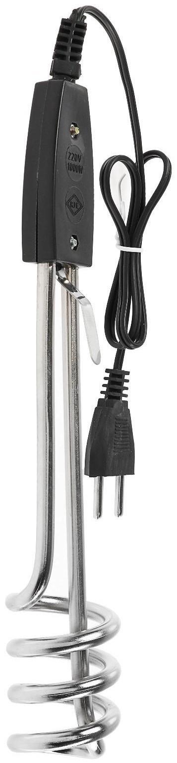 Электрокипятильник Luazon LEK 12, 1000 Вт, спираль пружина, 25х4.5 см, 220 В, черный