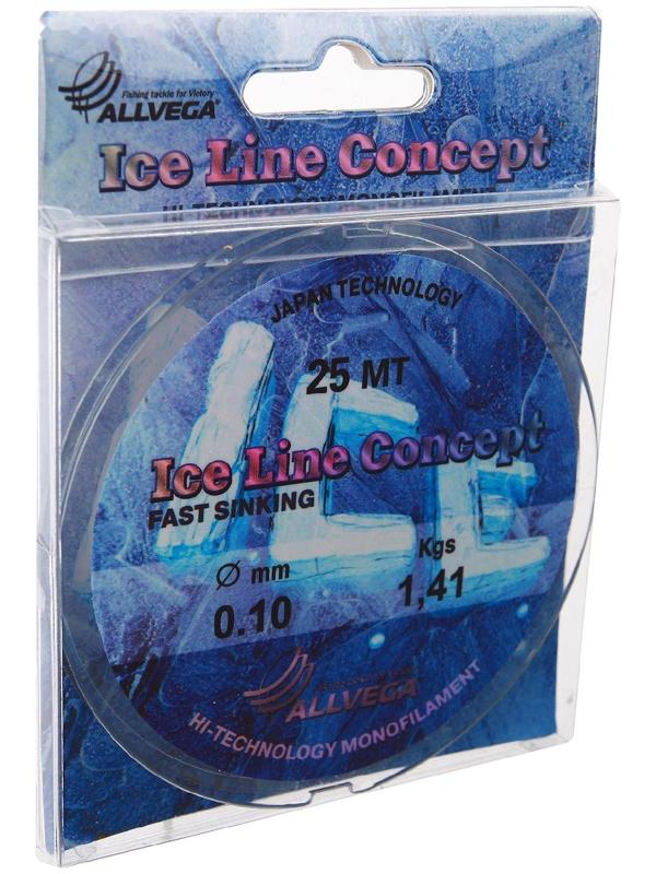 Леска монофильная ALLVEGA «Ice Line Concept», 25 м, 0,1 мм (1,41 кг), прозрачная
