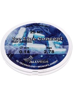 Леска монофильная ALLVEGA «Ice Line Concept», 25 м, 0,14 мм (2,78 кг), прозрачная