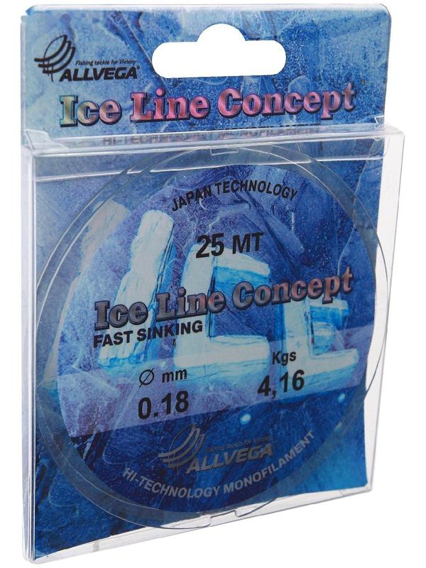 Леска монофильная ALLVEGA «Ice Line Concept», 25 м, 0,18 мм (4,16 кг), прозрачная