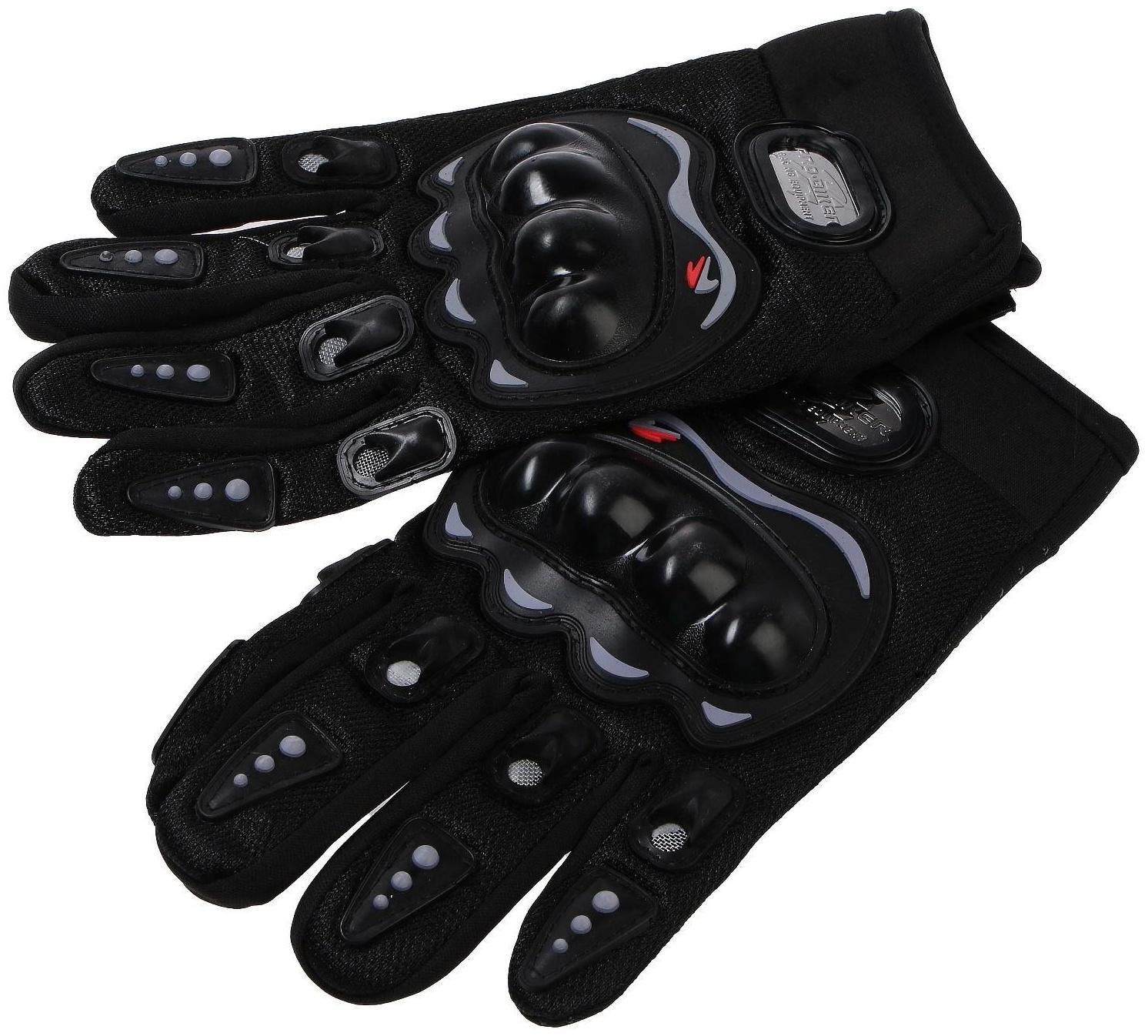 Перчатки мотоциклетные с защитными вставками, пара, размер L, черные