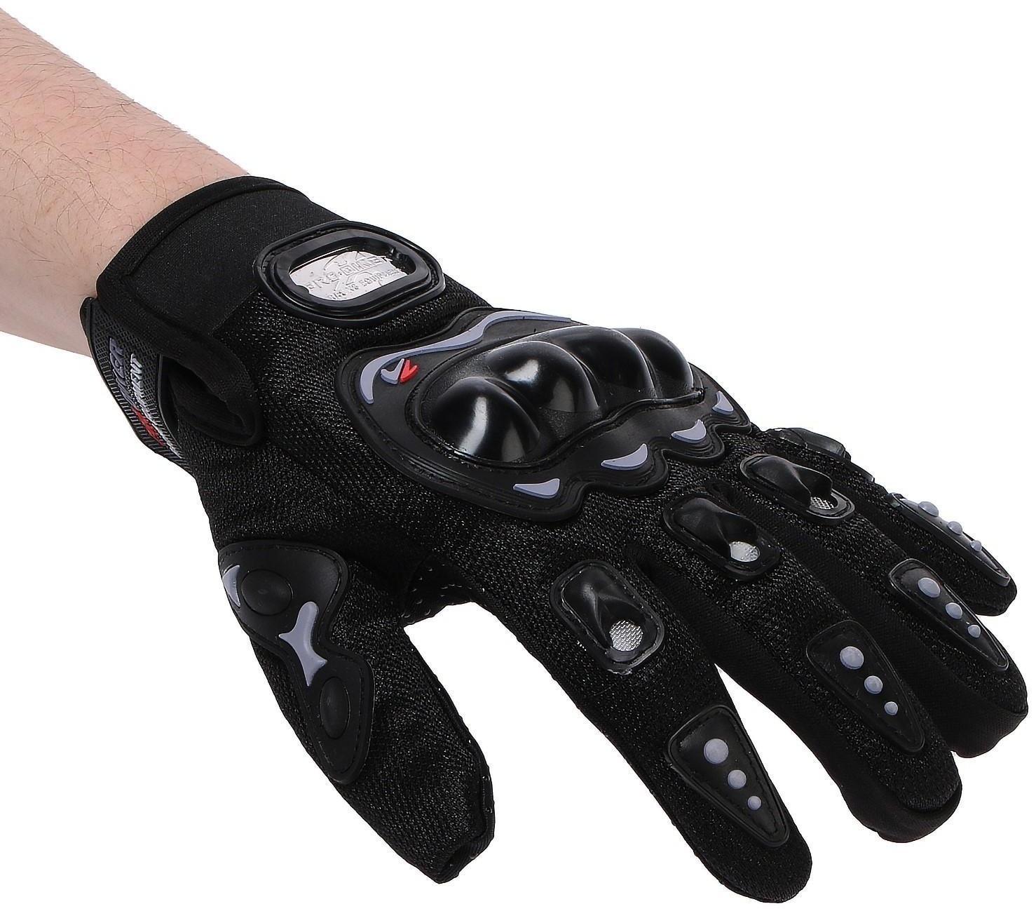 Перчатки мотоциклетные с защитными вставками, пара, размер L, черные