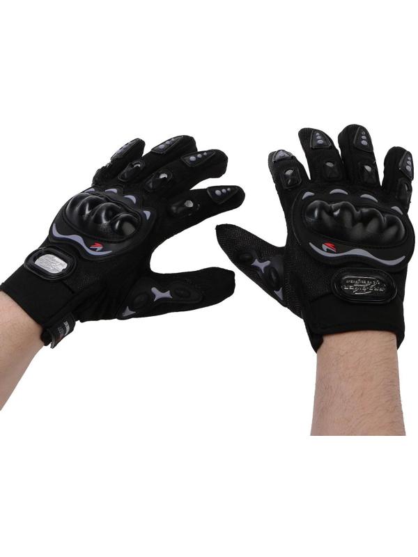 Перчатки мотоциклетные с защитными вставками, пара, размер L, черные