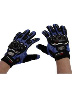 Перчатки мотоциклетные с защитными вставками, пара, размер L, синий