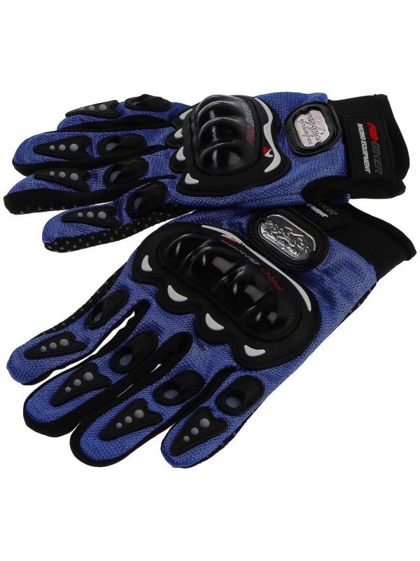 Перчатки мотоциклетные с защитными вставками, пара, размер L, синий