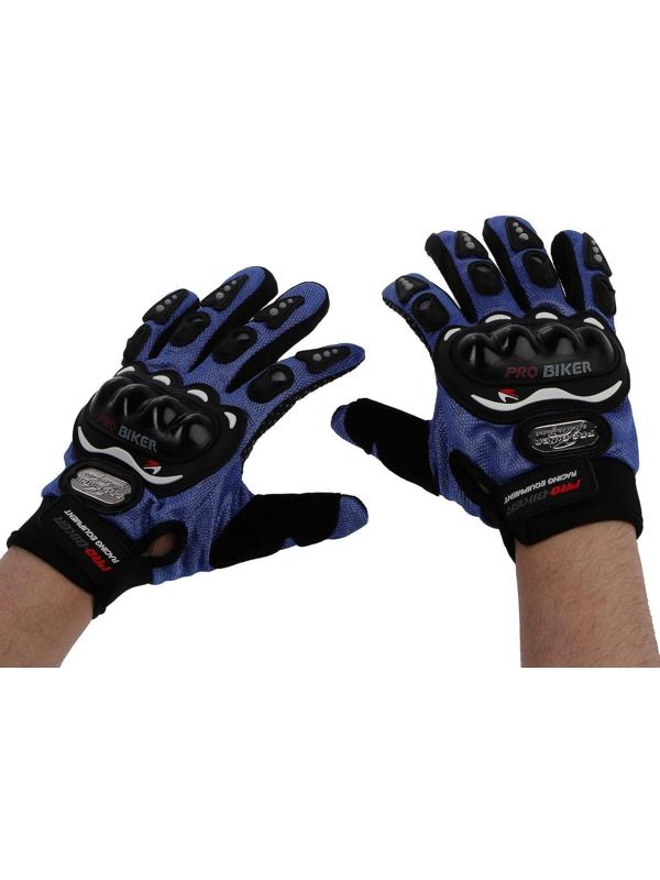 Перчатки мотоциклетные с защитными вставками, пара, размер L, синий