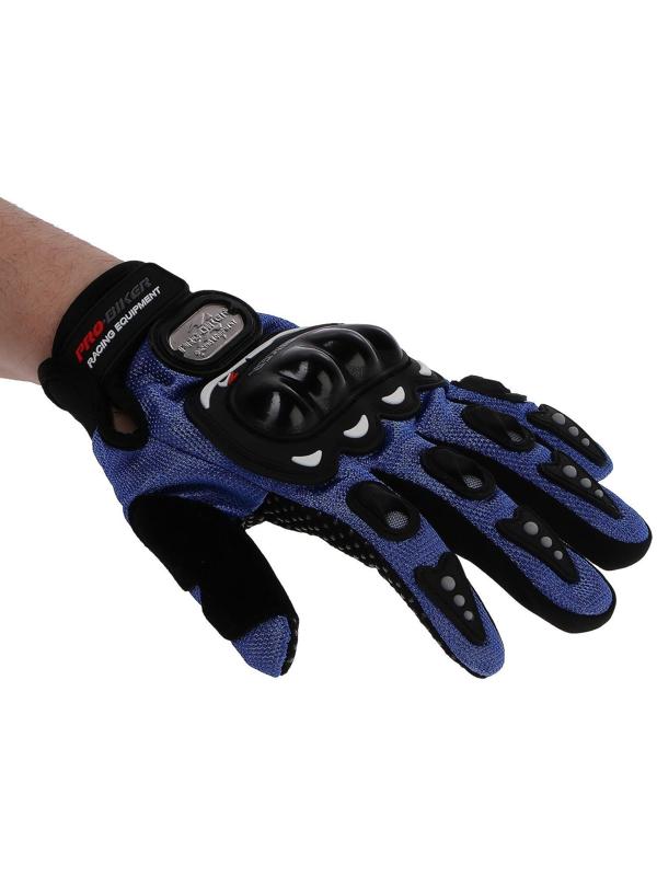 Перчатки мотоциклетные с защитными вставками, пара, размер L, синий